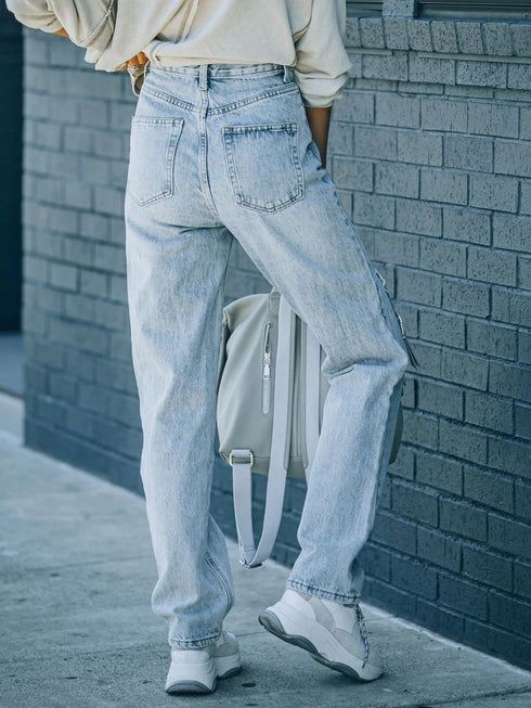 'Jemma' Asymmetric Distressed Jeans - Celes Fashion